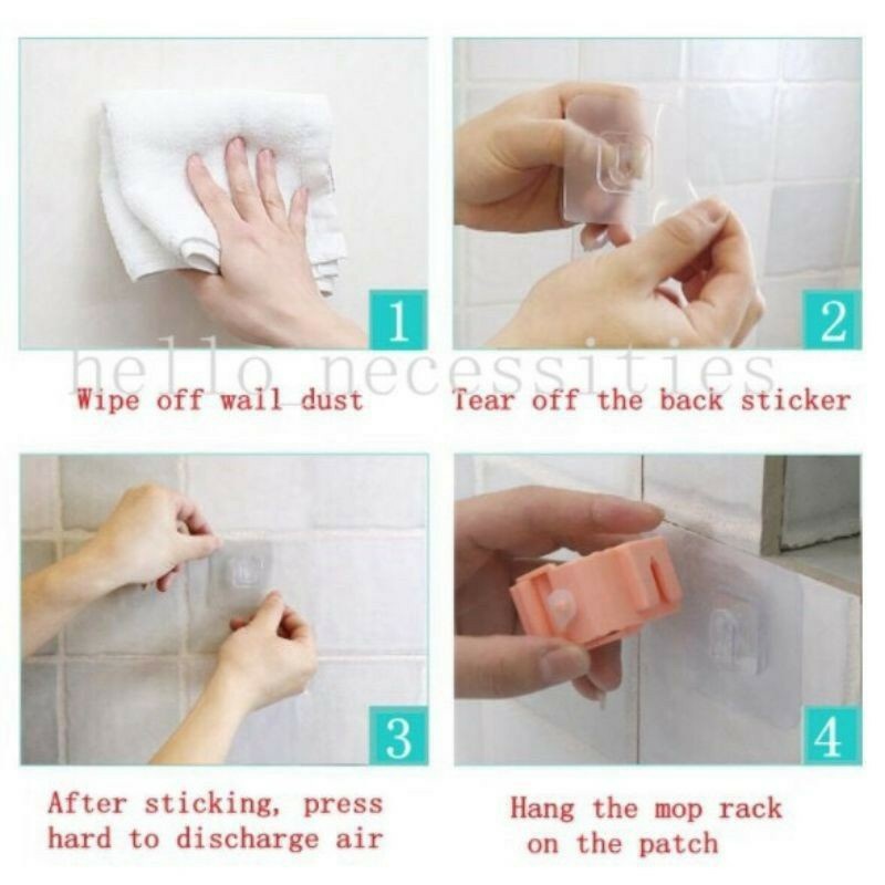 Móc Dán Tường Kẹp Giữ Chổi, treo dụng cụ vệ sinh, lau nhà, treo đồ gia dụng dán tường đa năng