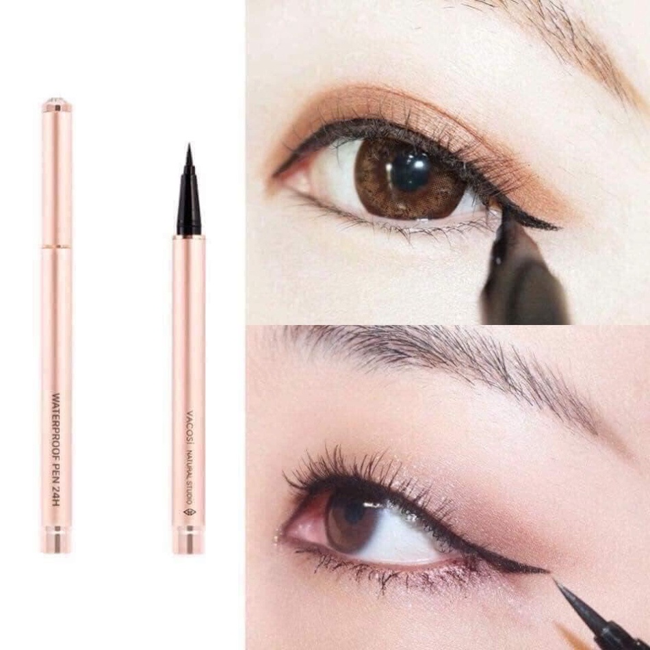 CHÍNH HÃNG] Kẻ Mắt Nước Lâu Trôi Vacosi 24H Waterproof Pen 2g (Rose Gold