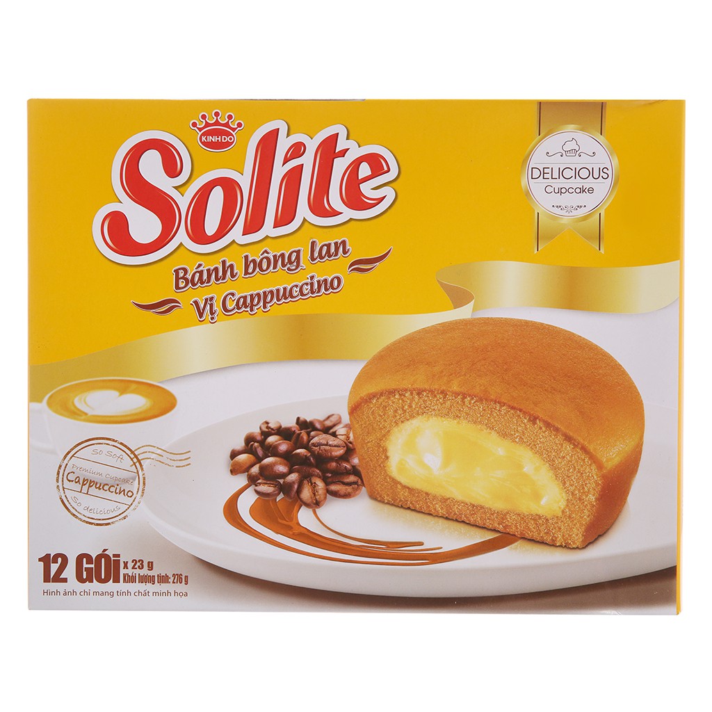Bánh bông lan vị cappuccino Solite hộp 276g (12 cái)