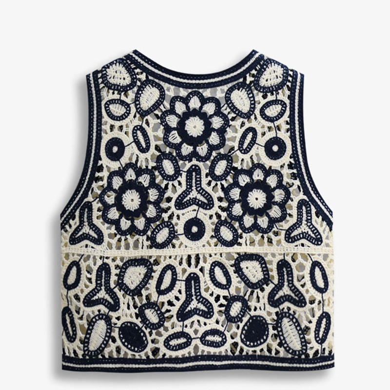 Áo Croptop Không Tay Thêu Hoa Phong Cách Vintage Thời Trang Cho Nữ