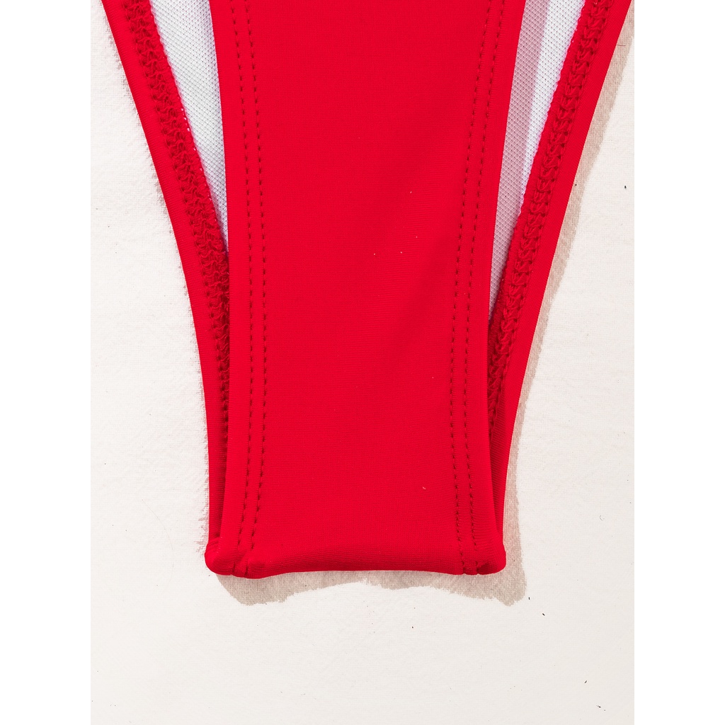 Bikini 2 mảnh đính đá - 2021 new pearl jewelry nylon swimsuit European and American solid color sexy