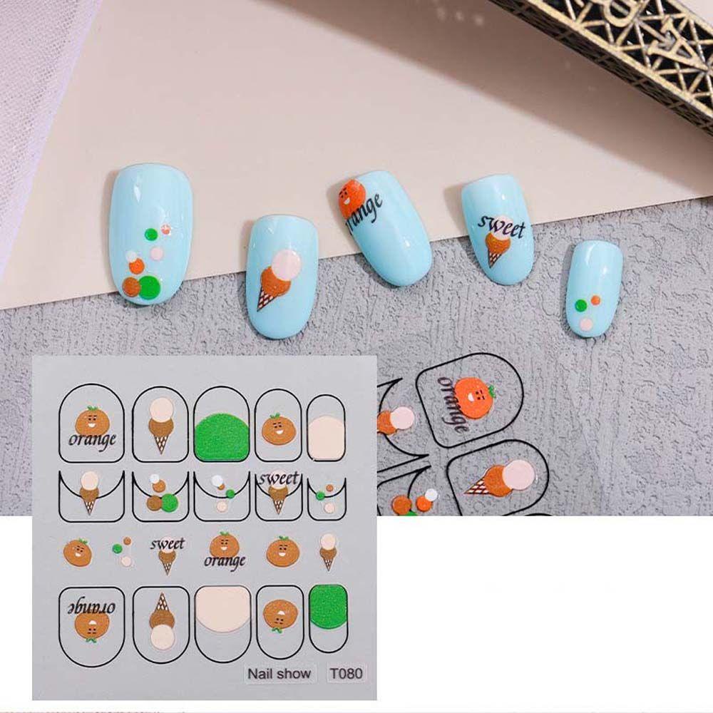 OCEANMAP Miếng Dán Trang Trí Móng Tay Tự Dính Họa Tiết Hoạt Hình Hoa / Thỏ / Dâu