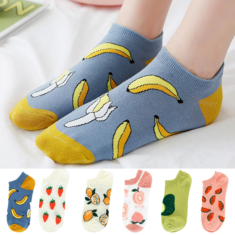 Bộ 5 đôi tất cotton họa tiết trái cây xinh xắn thời trang thường ngày cho nữ