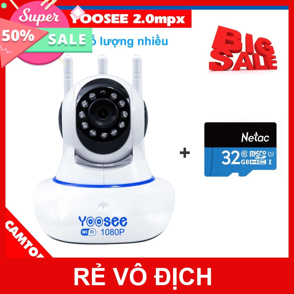 Camera Yoosee 2.0mpx FHD - Kèm Thẻ Nhớ 32GB Netac