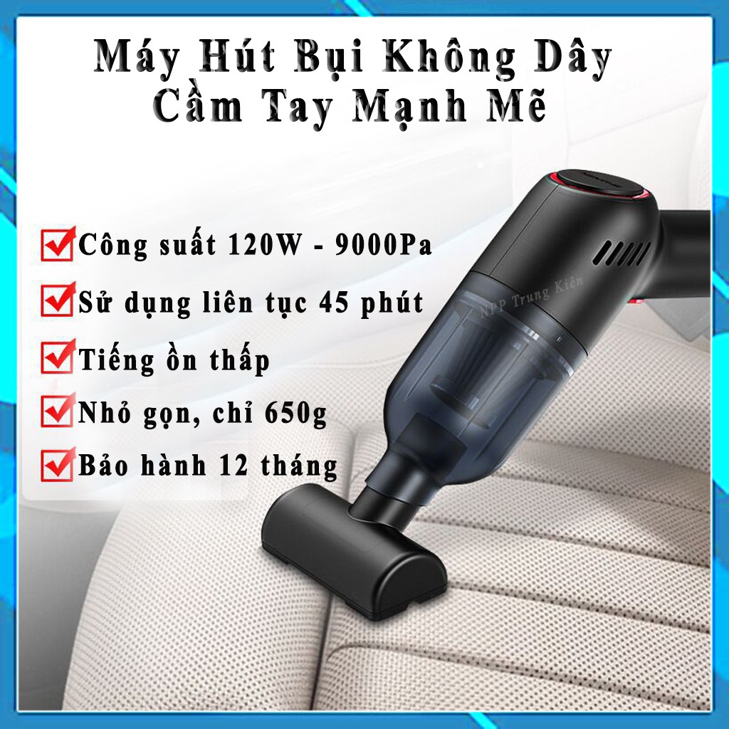 [MẪU NÂNG CẤP PIN] Máy hút bụi cầm tay mini không dây LT-101C, hút bụi giường, ô tô lực hút 9000PA hút liên tục 30phút