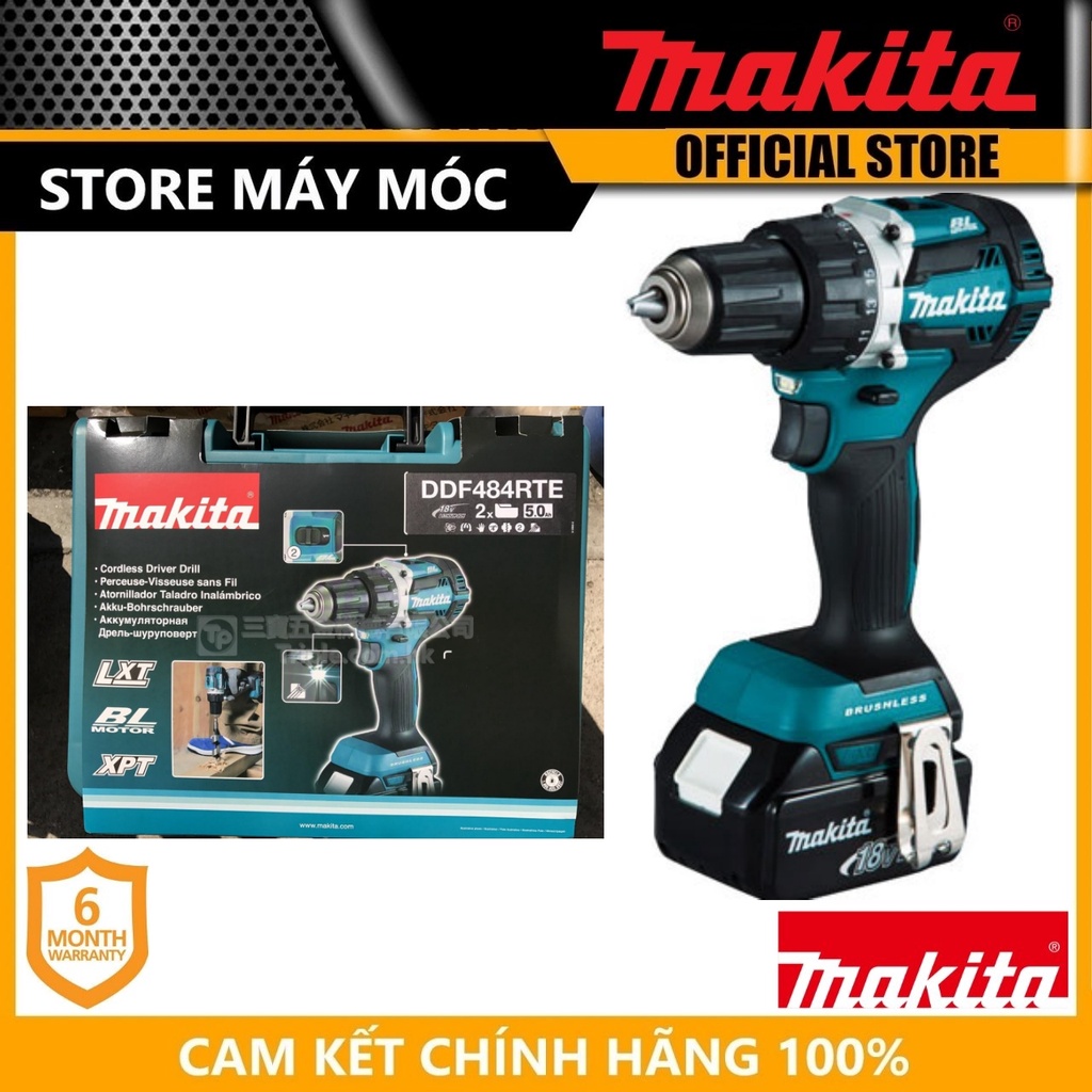 MÁY KHOAN VÀ VẶN VÍT DÙNG PIN (BL)(18V) MAKITA DDF484RTE- HÀNG CHÍNH HÃNG