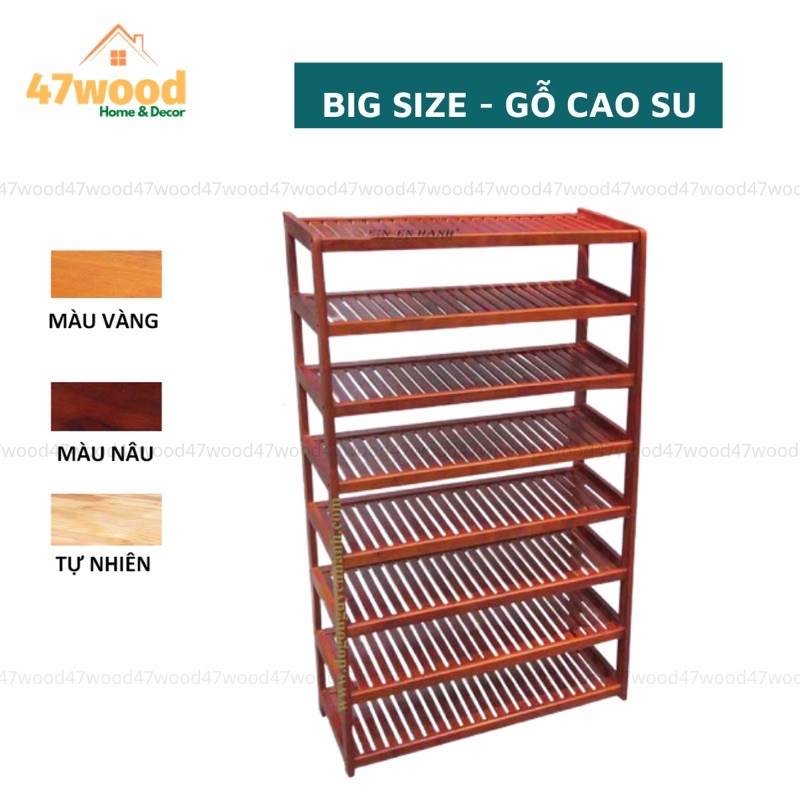 Kệ để giày dép bằng gỗ 8 tầng rộng 60cm và  80cm, gỗ cao su tự nhiên chắc chắn và bền đẹp