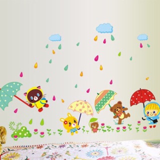 Decal dán tường thú che ô cho bé