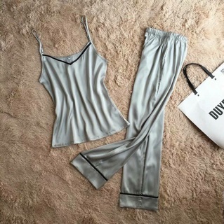 Bộ ngủ lụa 2 dây quần dài