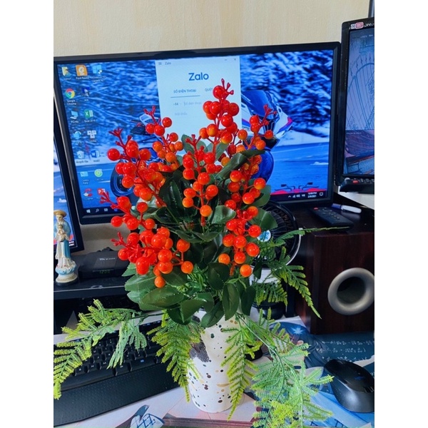 cụm cherry 5 nhánh - Duy Hương hoa lụa