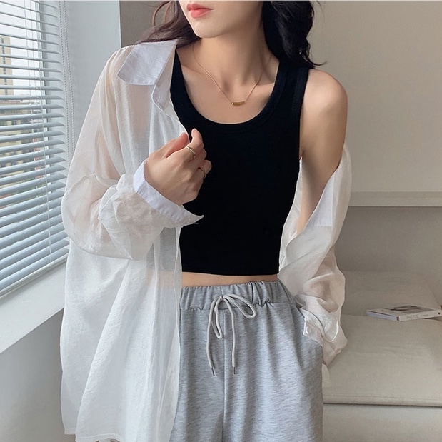 Áo hai dây IHKKE cổ tròn đơn giản thời trang cho nữ