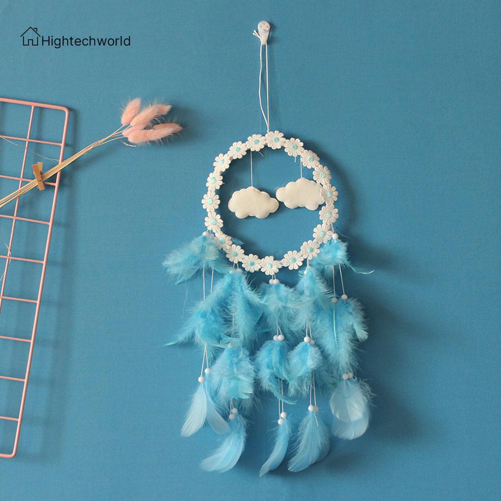 Dreamcatcher đèn LED đám mây hoa lông vũ trang trí phòng ngủ quà tặng sinh nhật
