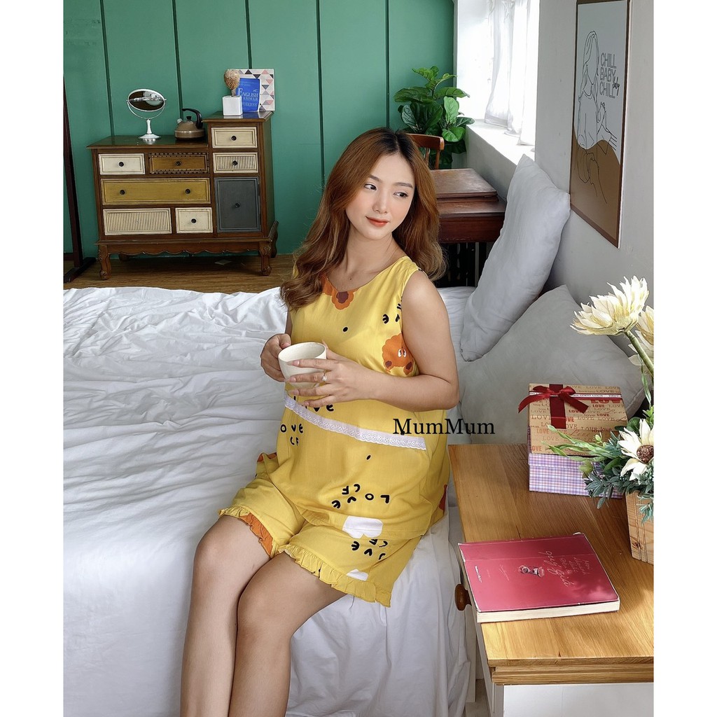 Bộ đùi tole mở nắp mặc Bầu kết hợp sau sinh