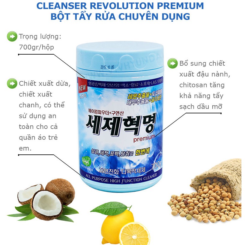 CLEANSER REVOLUTION-Combo 2 hộp chế phẩm tẩy rửa dạng bột Seje Hyuckmyung(700g/hộp) tặng 1 bình xịt