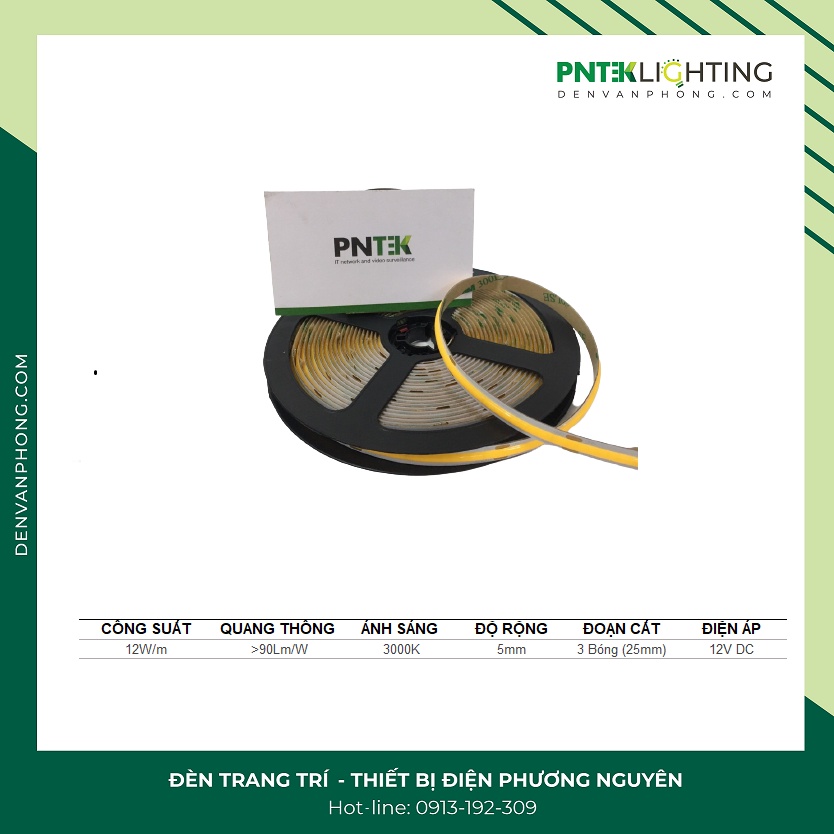 5 Mét LED dây COB 12DVC siêu sáng (hàng chuẩn có CO-CQ cho công trình)