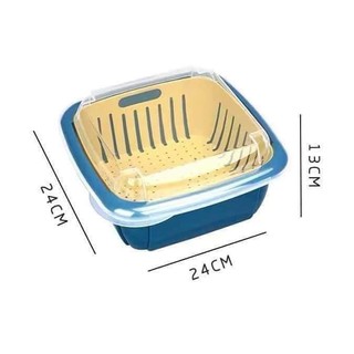 Rổ nhựa kèm chậu có nắp đậy 2 in 1