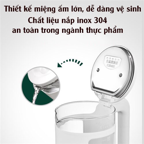 Ấm Siêu Tốc Thủy Tinh Công Suất Lớn 1500W Dung Tích 1,8 -2,3 Lít - Ấm Đun Nước Thủy Tinh Có Chức Năng Giữ Nhiệt