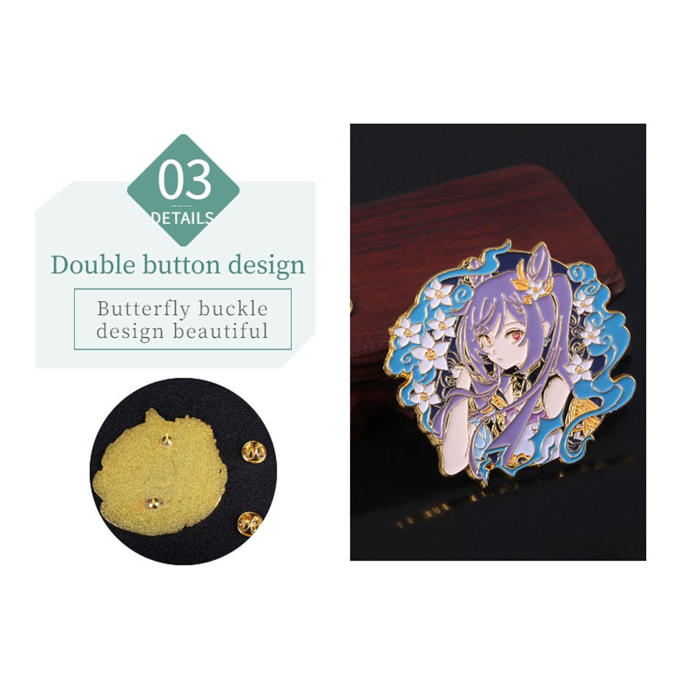 LANFY Jewelry Gift Metal Badge Souvenir Brooch Pins Genshin Impact Brooch Anime Keqing Cosplay Gift Xiao Collection Venti Lapel Pin