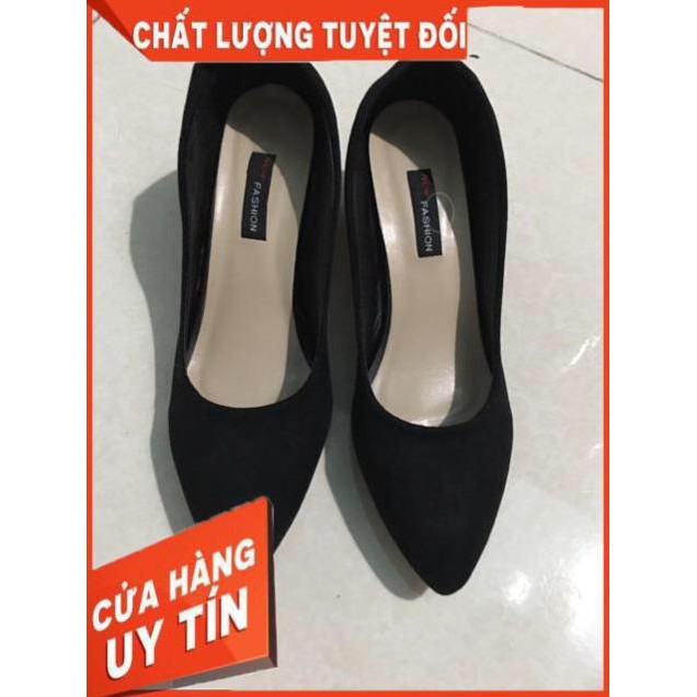 [FreeShip – Thanh lí 1 ngày] Giày Da Lộn Gót Trụ 5 cm - ảnh chụp thật