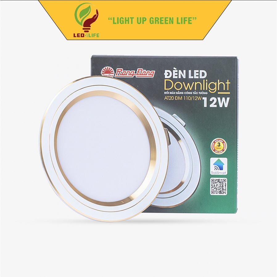 Đèn LED âm trần downlight đổi màu Rạng Đông 10W Model: AT20 ĐM 90/8W 90/10W 110/10W 110/12W
