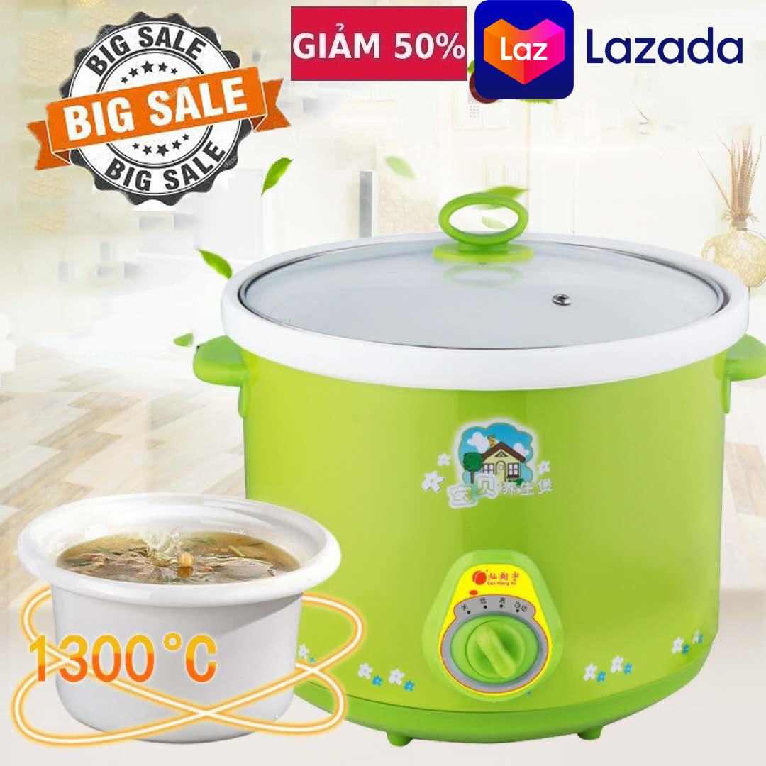 Nồi Nấu Cháo Cho Bé Cao Cấp Chính Hãng - Nồi Hầm Chậm Đa Năng ... Nhanh Chóng ,Dung Tích 1,5L Tiện Ích