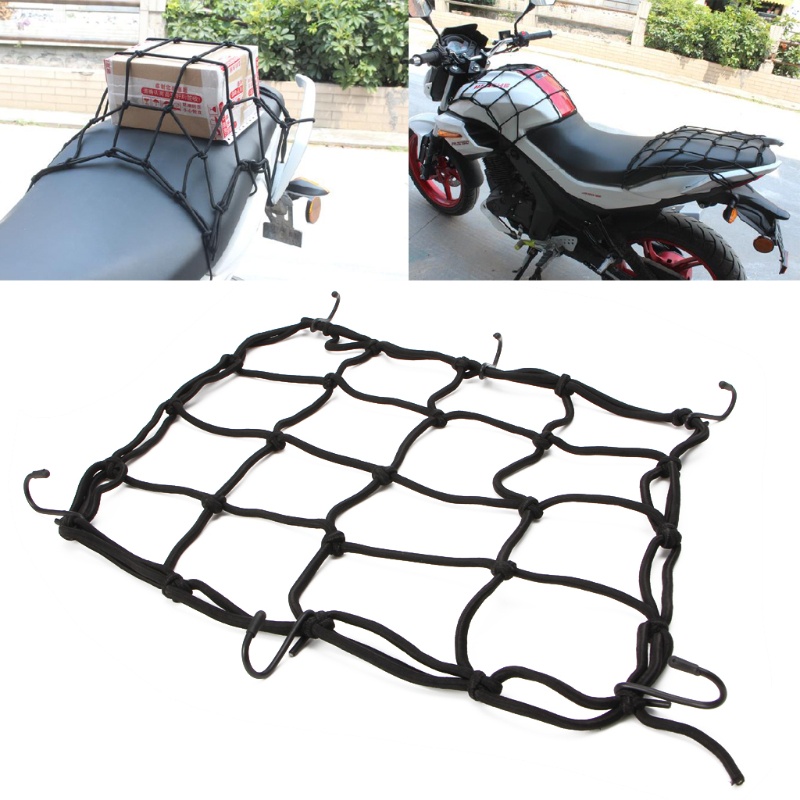 SUN Commonly Used Motorbike Transportation Luggage Net Bag 30x30cm Elastic Cargo Net  Helmet Holder