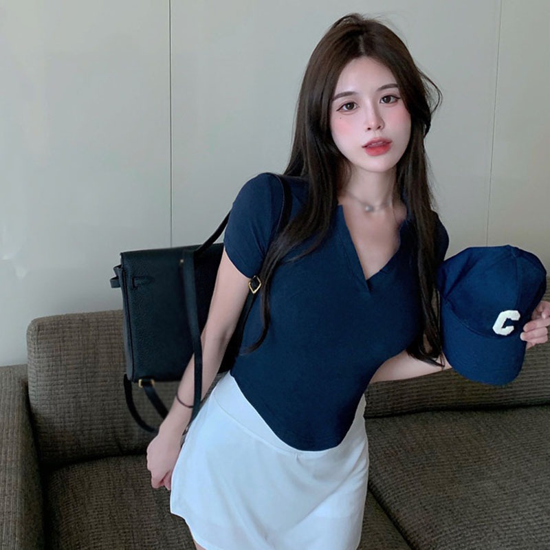 Áo Thun Tay Ngắn Cổ Chữ V Thời Trang Mùa Hè Dành Cho Nữ