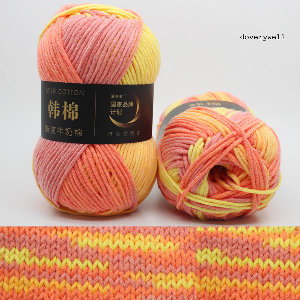 Cuộn len sợi cotton màu gradient tươi sáng tiện dụng