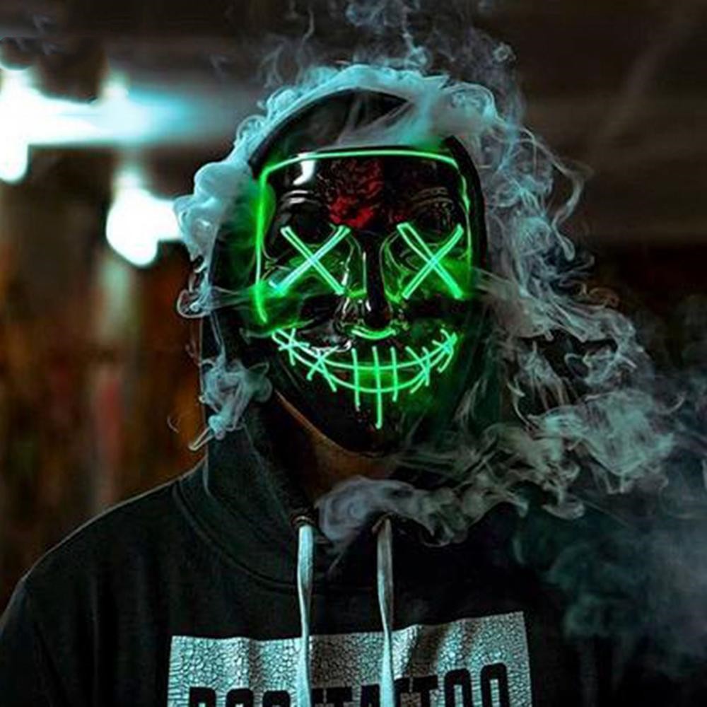 Mặt nạ LED hóa trang halloween màu neon kiểu dáng rùng rợn