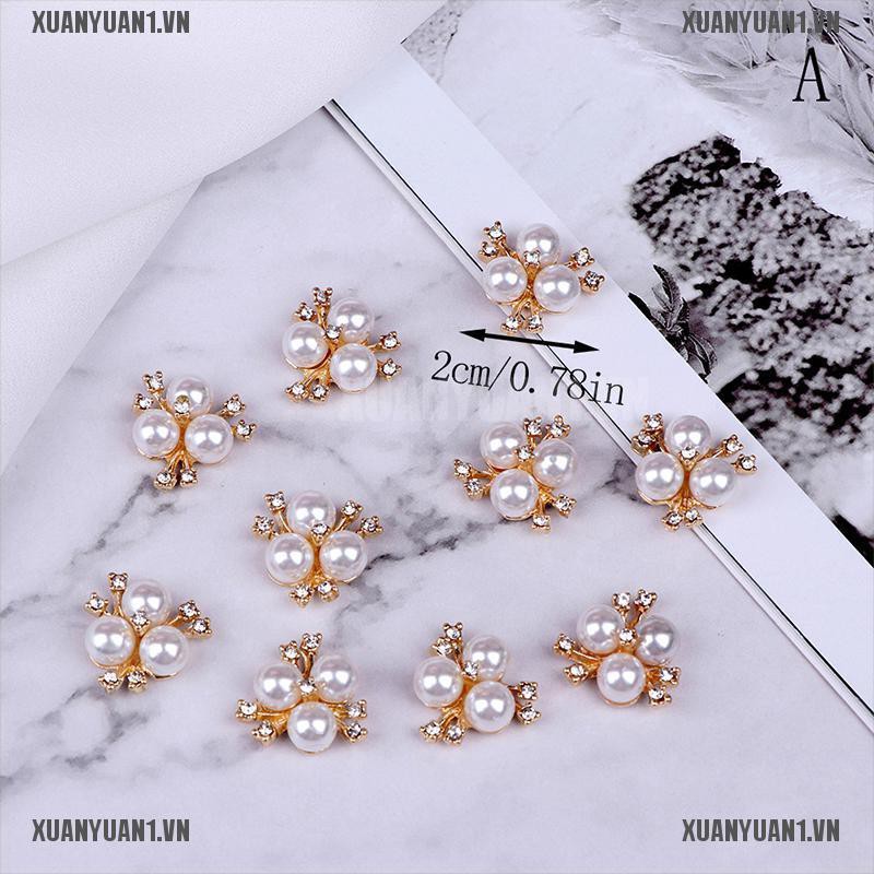 [XUANYUAN1] Set 10 Nút Trang Trí Mặt Phẳng Đính Đá Ngọc Trai