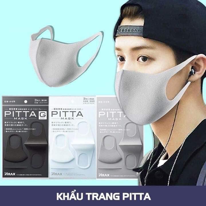 SET 3 Khẩu Trang Thông Minh Pitta Mask Hàng Nội Địa Nhật Cao Cấp [MÀU ĐEN và MÀU XÁM]