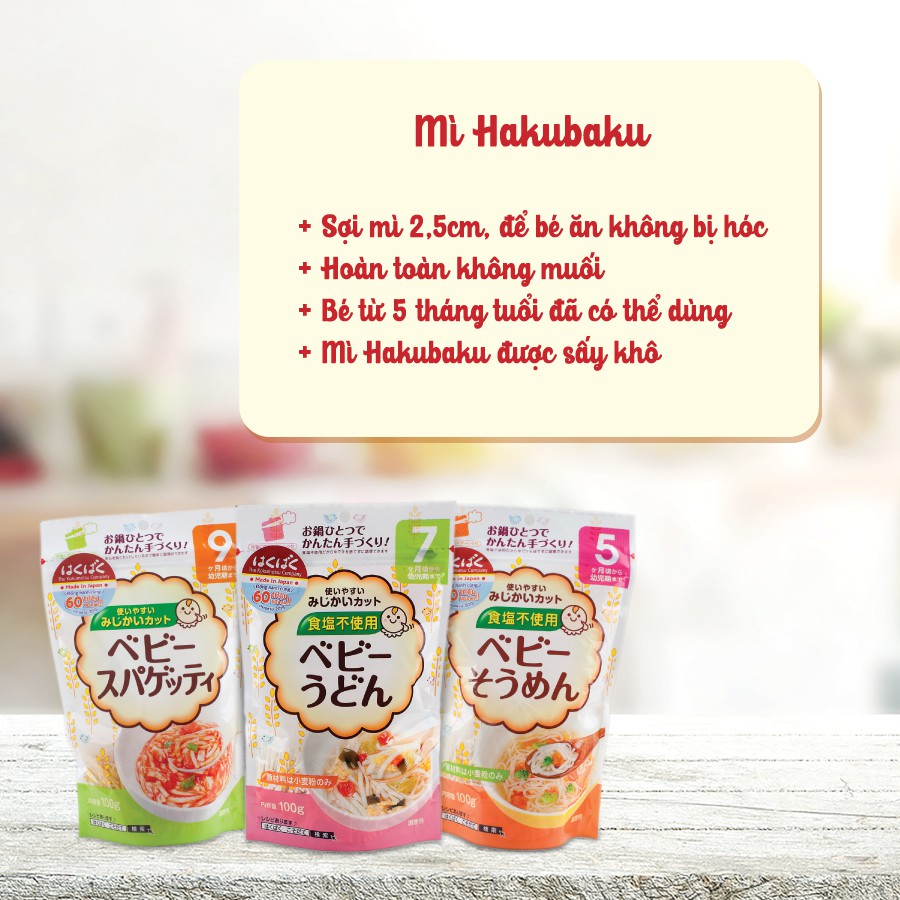 Mì ăn dặm Hakubaku Baby spaghetti cho bé từ 9 tháng chính hãng