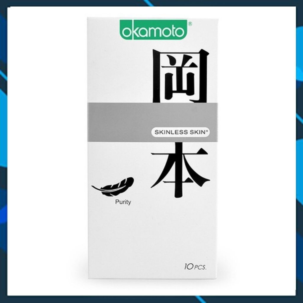 Bao cao su mỏng bcs Okamoto Skinless Skin chính hãng siêu mỏng dẻo dai không mùi tinh khiết