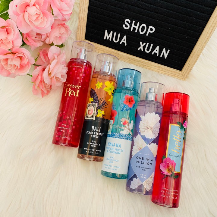 Xịt thơm toàn thân Bath &amp; Body Works, 236ml - Nhiều mùi