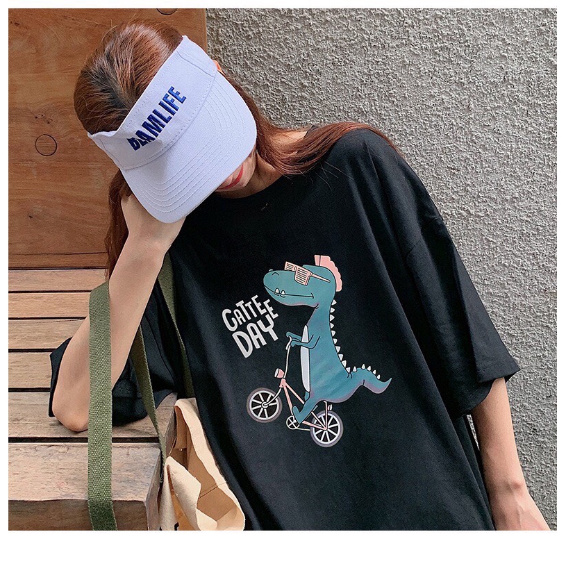 Áo Thun Unisex KHỦNG LONG ĐẠP XE G472, Tay Lỡ Form Rộng