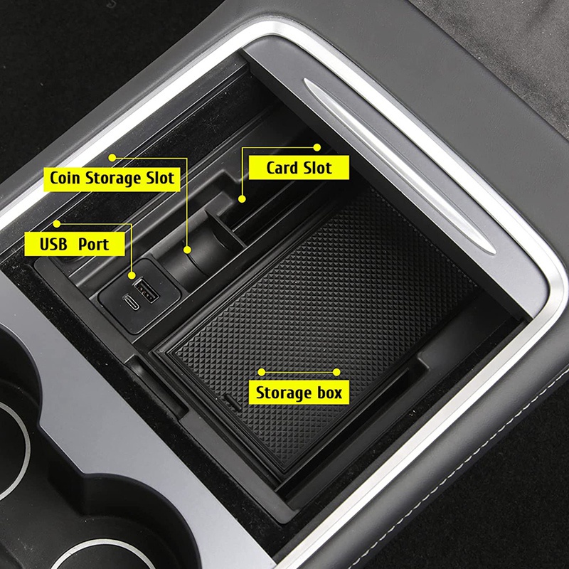 Hộp Tỳ Tay Kèm Hộp Đựng USB Type C Chuyên Dụng Cho Tesla Model 3 Model Y 2021