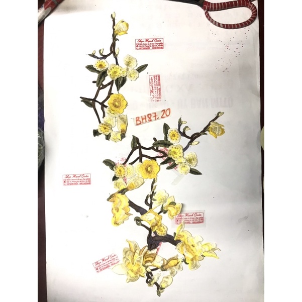 Set 2 bông hoa thêu chỉ lụa