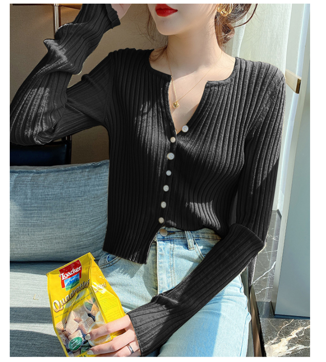 Áo Cardigan Dệt Kim Lụa Lạnh Mỏng Cổ V Dáng Ngắn Dễ Phối Đồ Cho Nữ | BigBuy360 - bigbuy360.vn