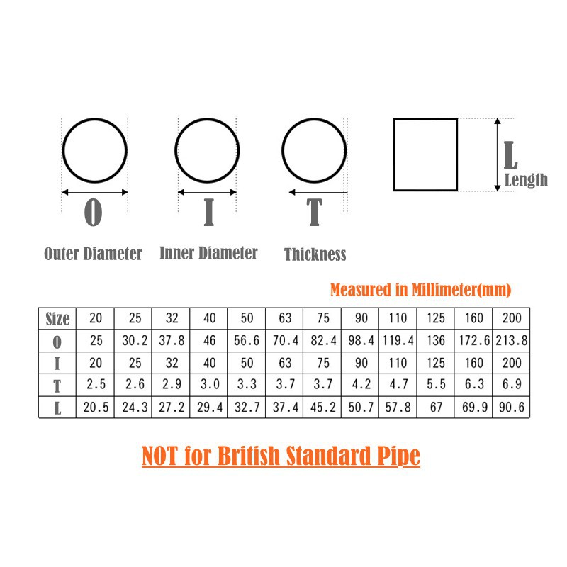 Set 5 đầu nối ống nước 3 màu tùy chọn 20mm - 50mm