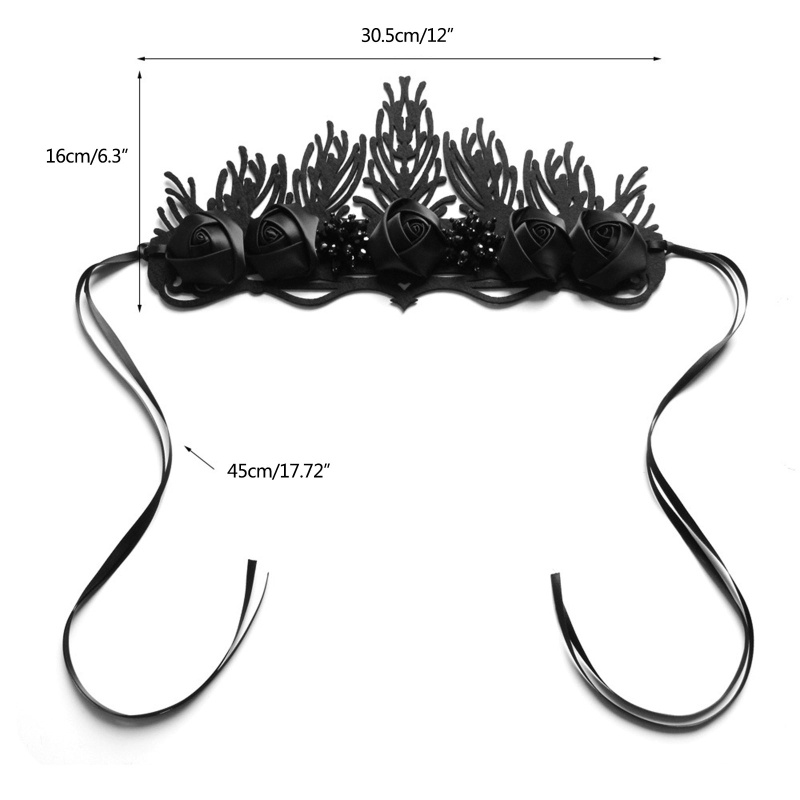 Băng Đô Cài Tóc Hình Vương Miện Phù Thủy Màu Đen Dành Cho Lễ Hội Hóa Trang