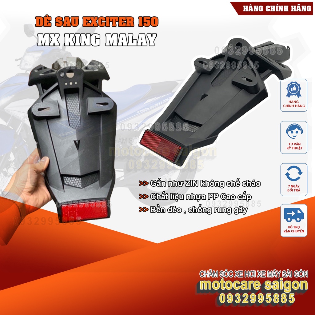 Dè sau Exciter 150 MX King Malay mẫu mới 2020 gắn như ZIN có mắt mèo phản quang