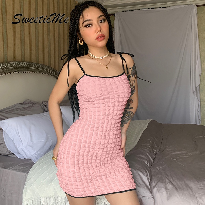 Đầm Nữ SweeticMe Màu Trơn Cột Dây