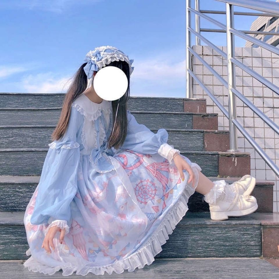 Phong cách đầy đủ + băng đô] đầm công viên oplolita lolita hàng ngày
