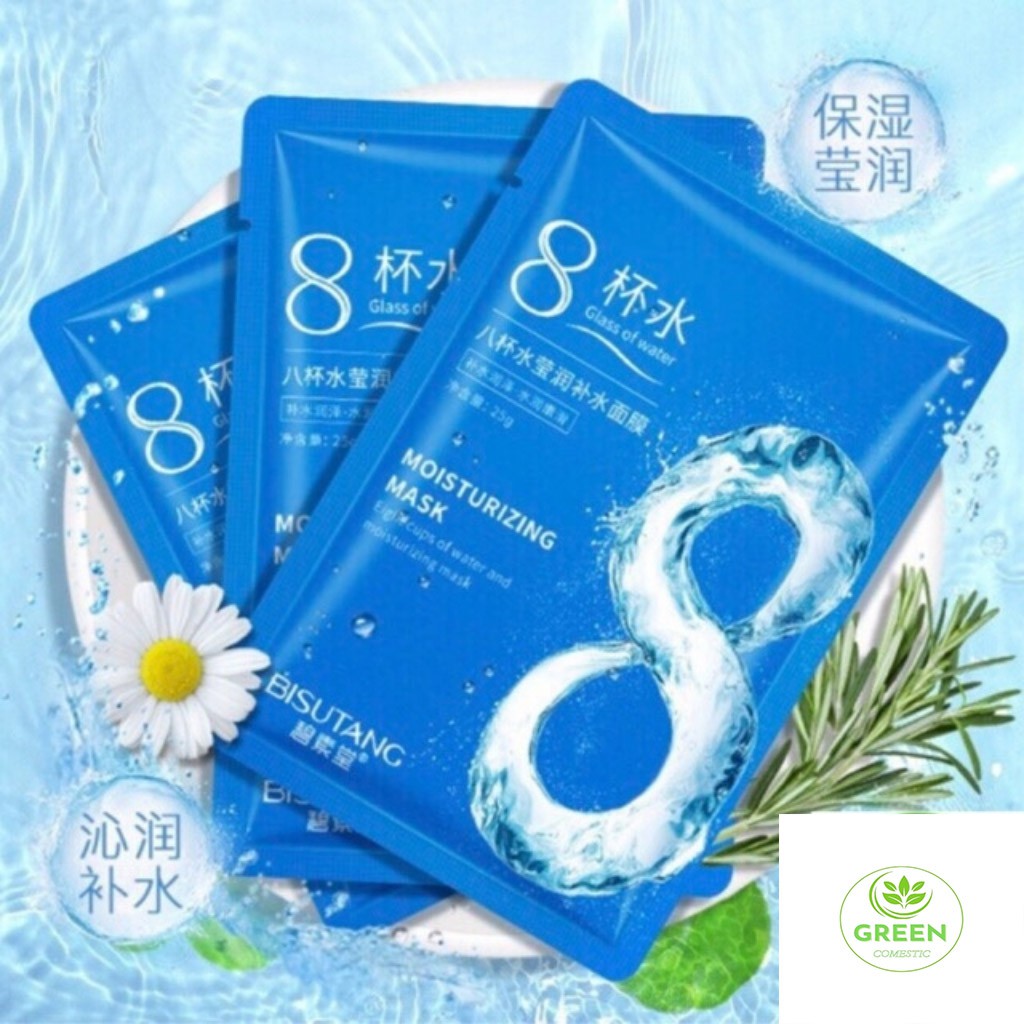 Mặt Nạ Cấp Nước 8 CUP WATER BISUTANG – Măt Nạ Dưỡng Ẩm Kiềm Dầu Se Khít Lỗ Chân Lông Mask Nội Địa Trung Cao Cấp Green Co