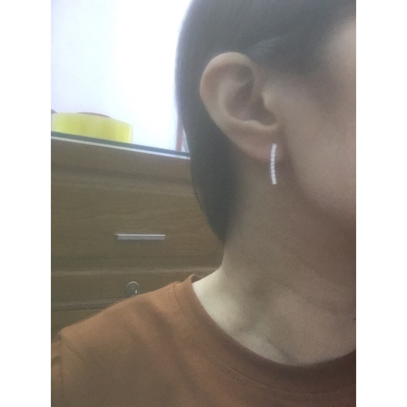 Khuyên tai dải đá siêu đáng yêu bạc chuẩn nét nmj đeo 2 kiểu