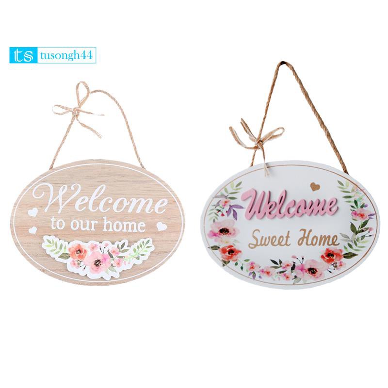 2Pcs Welcome Sign Front Door Decor Vintage Wooden Home Decor Sign Welcome to Our Home Wall Art Sign Wall Hanging Sign
