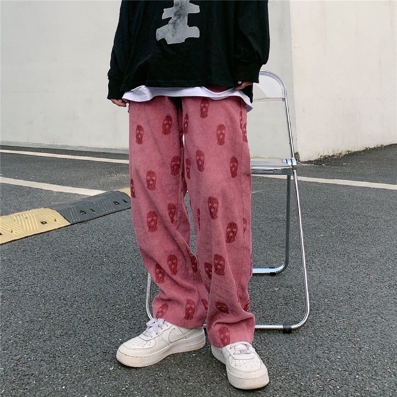 Quần culottes chất liệu nhung tăm hoạ tiết
