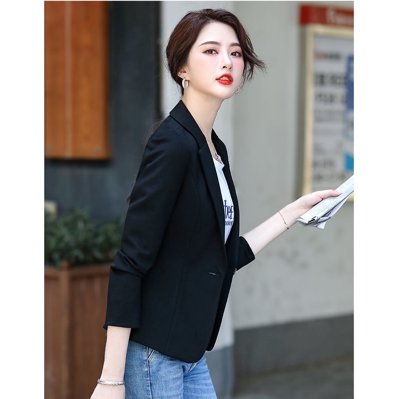 Áo khoác vest nữ blazer dáng ngắn kiểu Hàn Quốc 2 lớp chất liệu Mango Hàn - Mã SP: H1 - Màu: Đen, Nâu