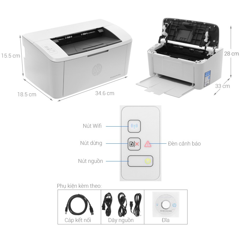 MÁY IN LASER HP JET PRO M15W W2G51A WIFI CŨ GIÁ RẺ