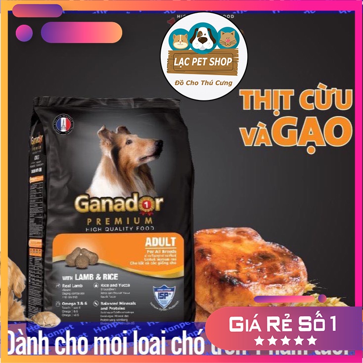 Gói 400gr Thức ăn chó dạng hạt GANADOR ADULT cừu gạo (dành cho chó trên 1 năm tuổi)